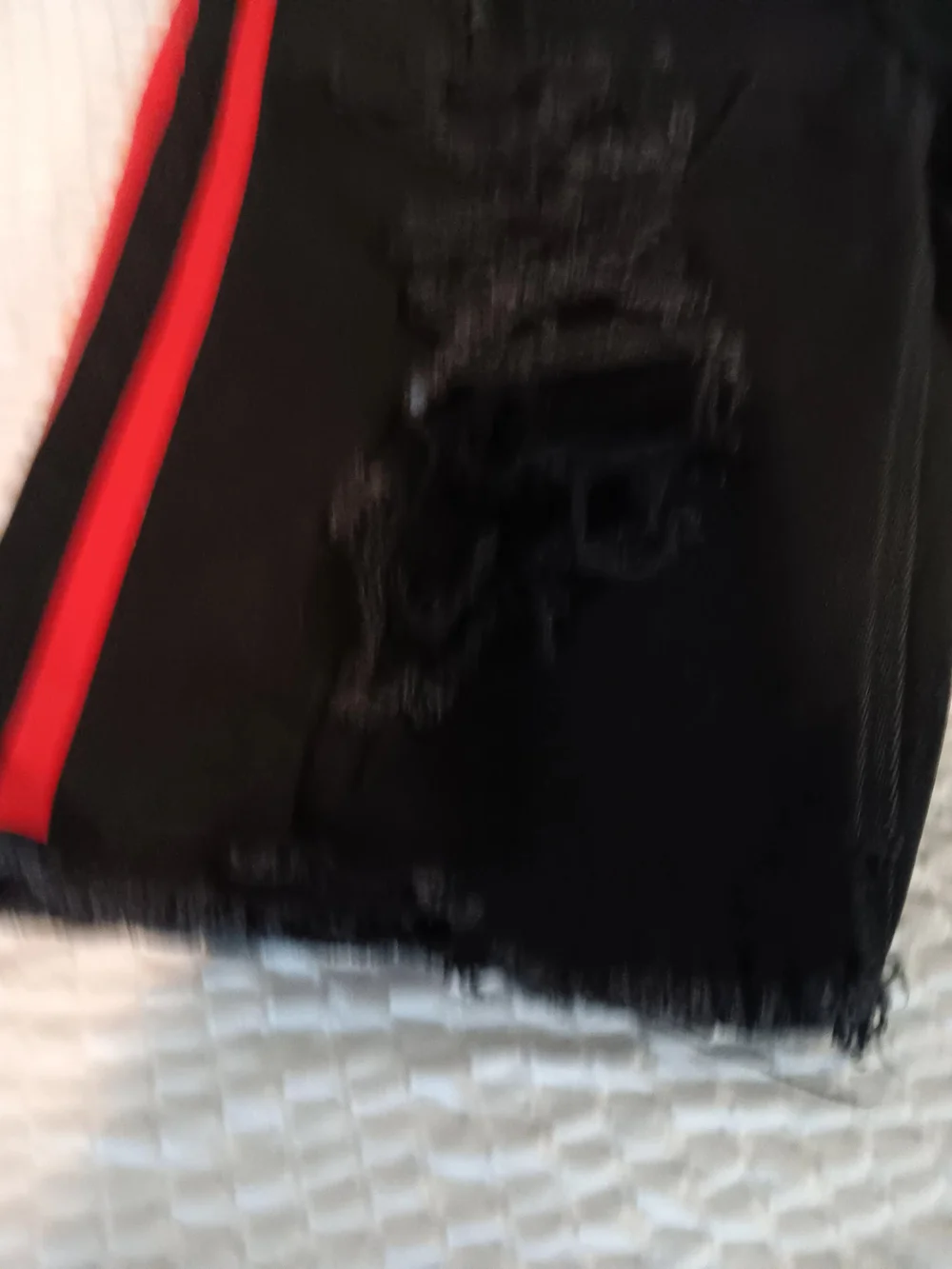Distressed Shorts - BLACK/RED